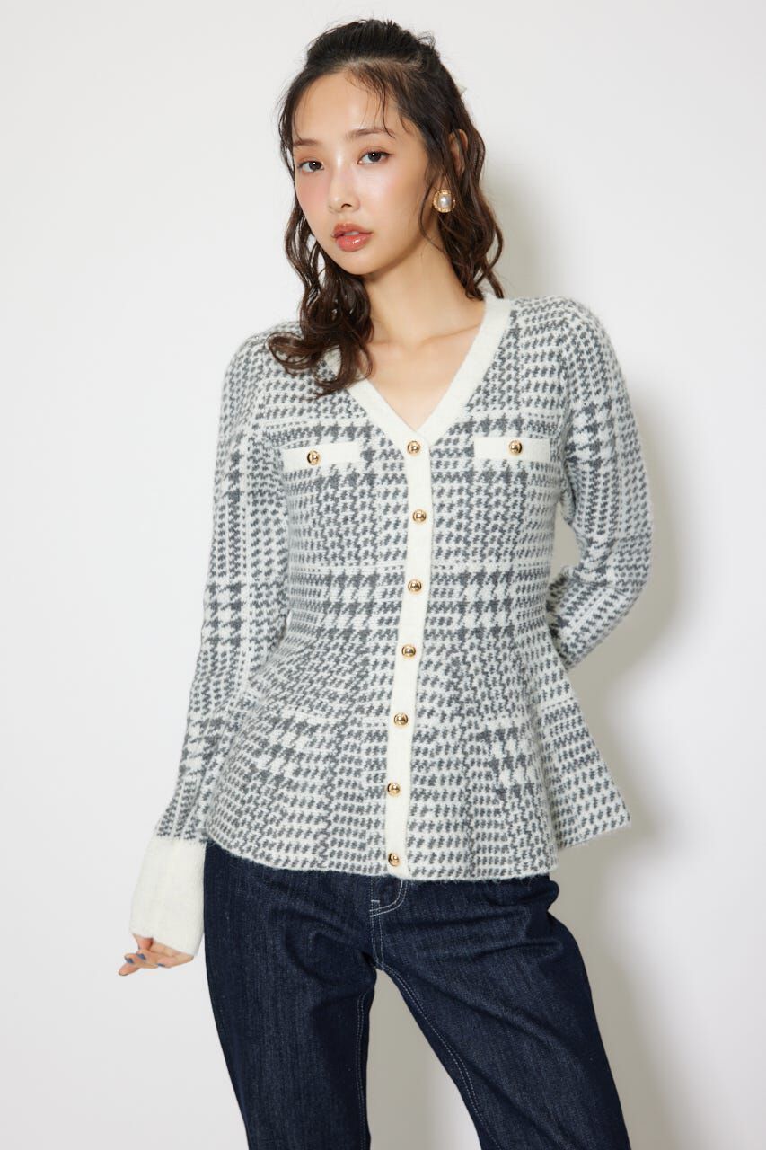 rienda「2WAYペプラムジャガードニットカーディガントップス」|ニット・セーター|