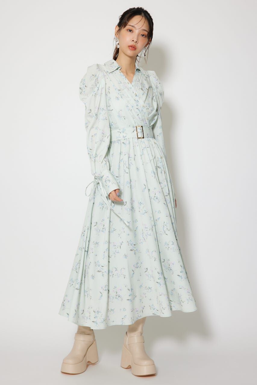 rienda「カシュクールフレアシャツワンピース」|ワンピース|L/GRN1