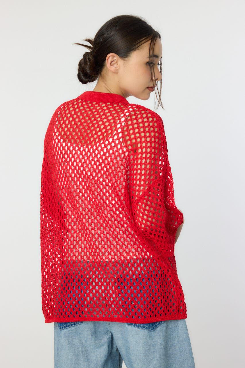 RODEO CROWNS「襟付きメッシュニットカーディガン」|ニット・セーター|