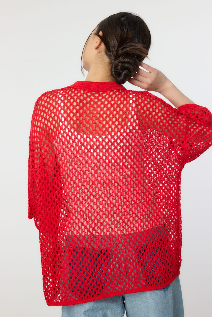 RODEO CROWNS「襟付きメッシュニットカーディガン」|ニット・セーター|