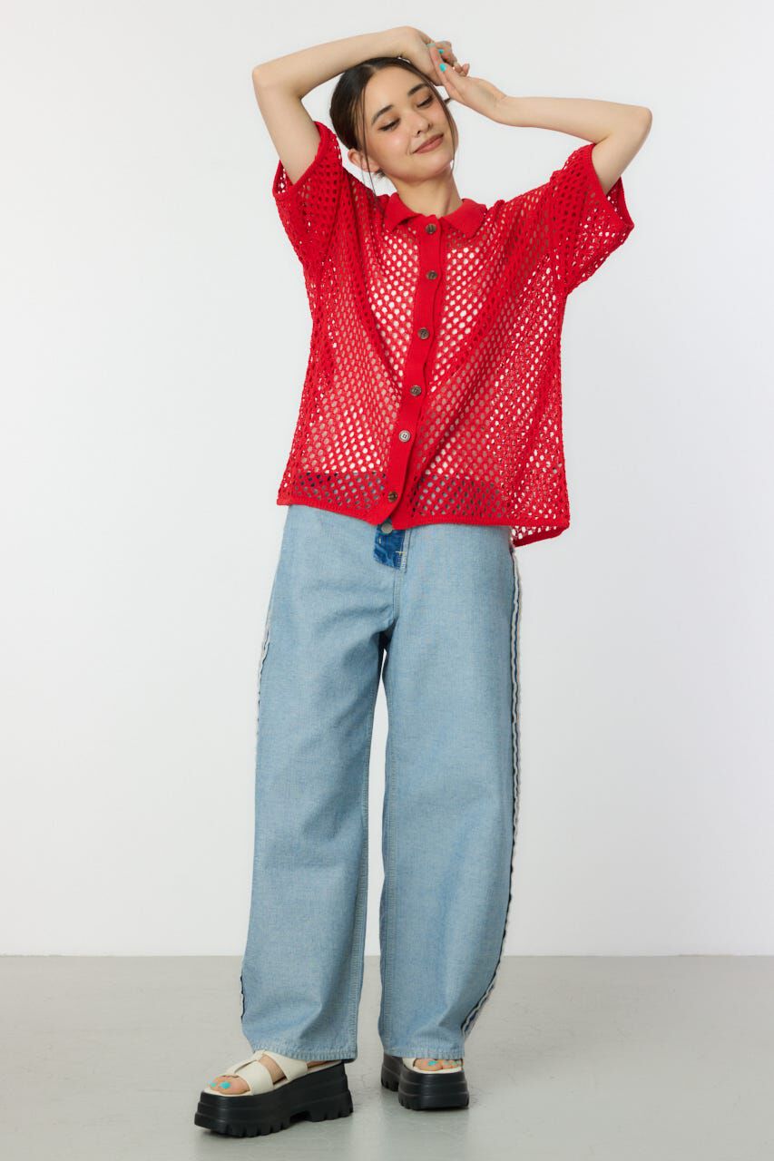 RODEO CROWNS「襟付きメッシュニットカーディガン」|ニット・セーター|