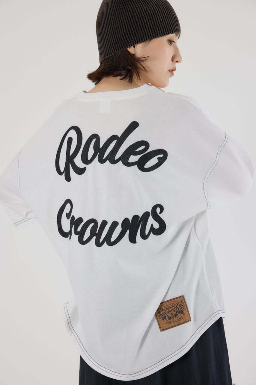 RODEO CROWNS「カラーステッチVネック5分袖Tシャツ」|Tシャツ・カットソー|