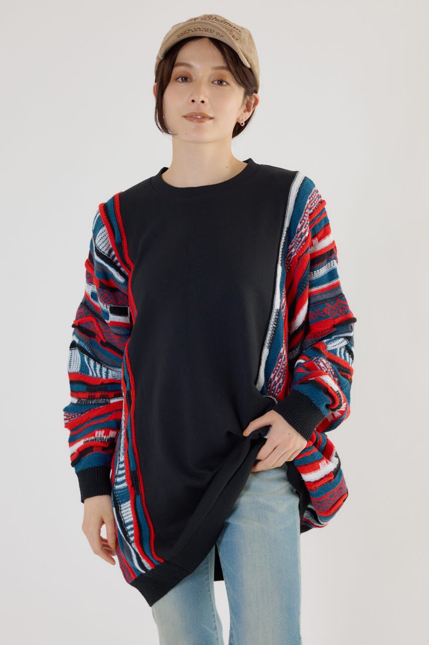 RODEO CROWNS「3D マルチカラーニットドッキングチュニック」|ニット・セーター|柄BLK5