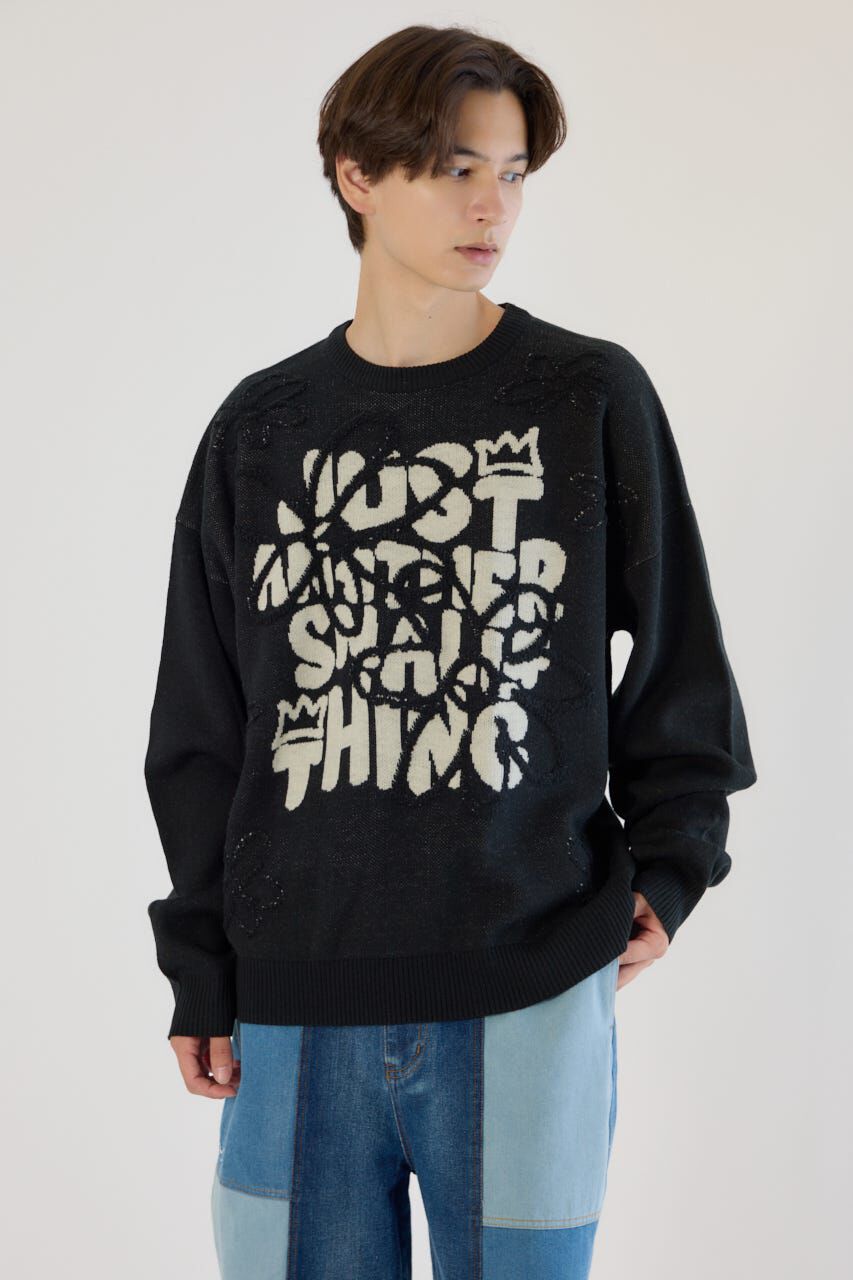 RODEO CROWNS「レタリングフラワーパイルニット」|ニット・セーター|BLK