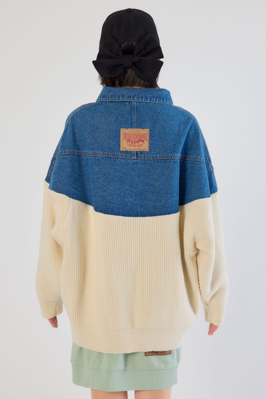 RODEO CROWNS「ニットドッキングルーズデニムジャケット」|デニムジャケット|