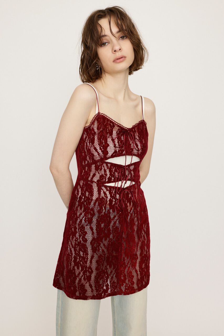 SLY「FROCKY LACE RIBBON トップス」|キャミソール|D/RED3