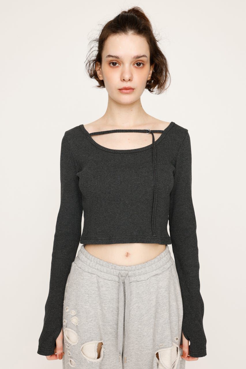 SLY「2WAY CUT RIB トップス」|Tシャツ・カットソー|
