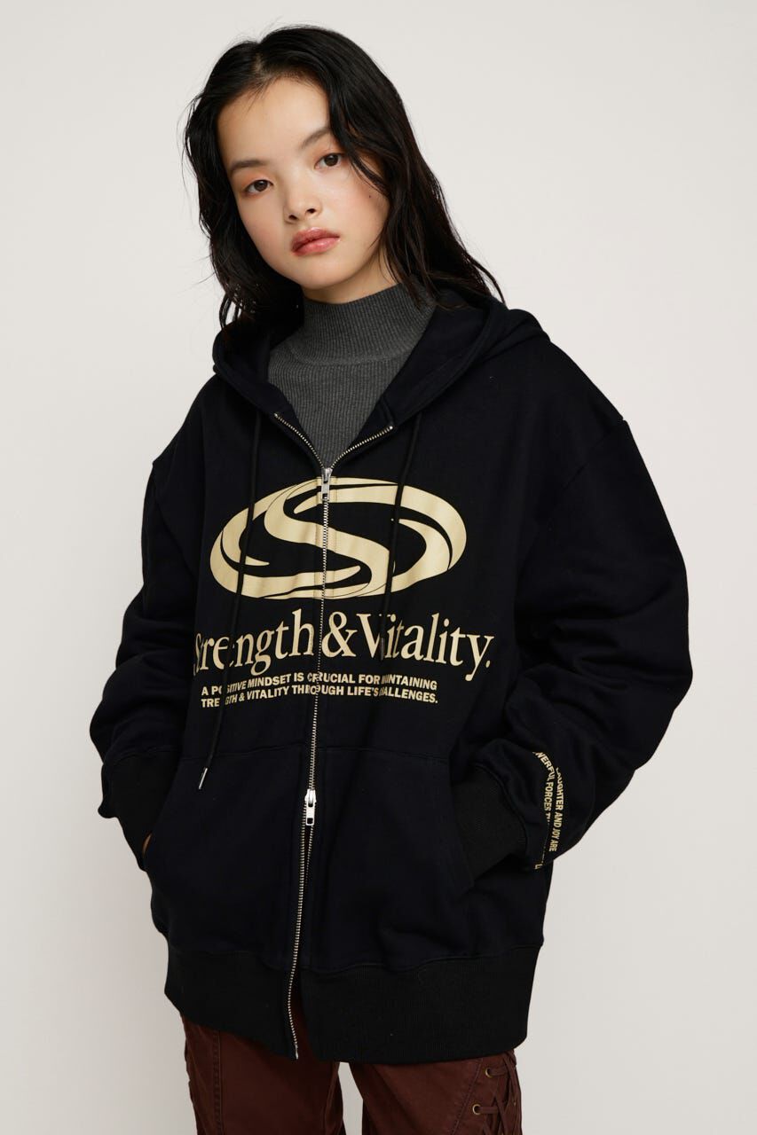 SLY「PRINT OVER HOODIE」|パーカー|BLK