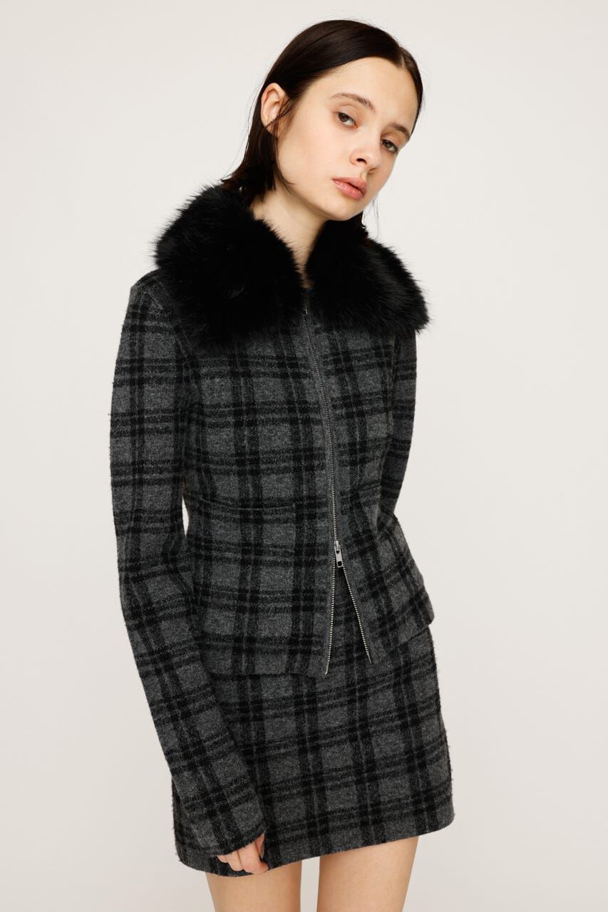 SLY「F／FUR COLLAR KNIT トップス」|その他|M/BLK7