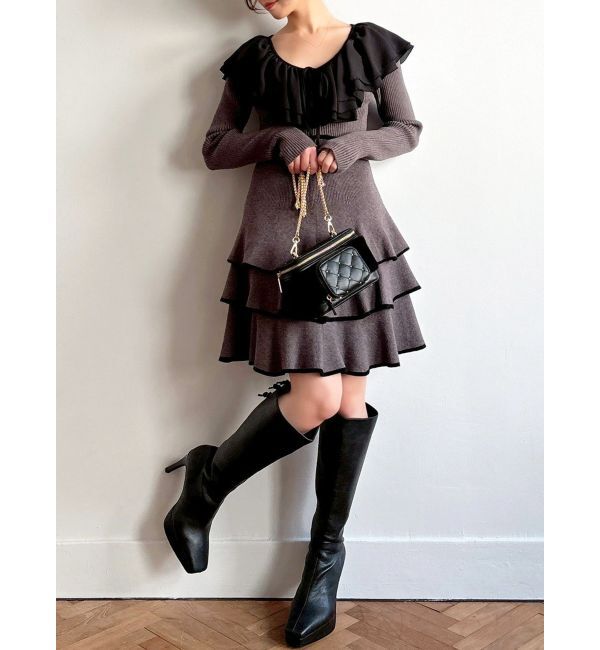 RESEXXY「ラッフルデザインミニニットワンピース」|ワンピース|