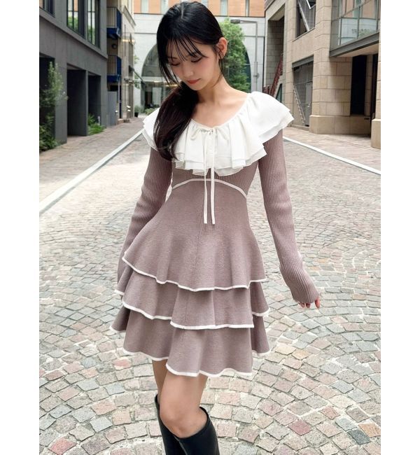 RESEXXY「ラッフルデザインミニニットワンピース」|ワンピース|