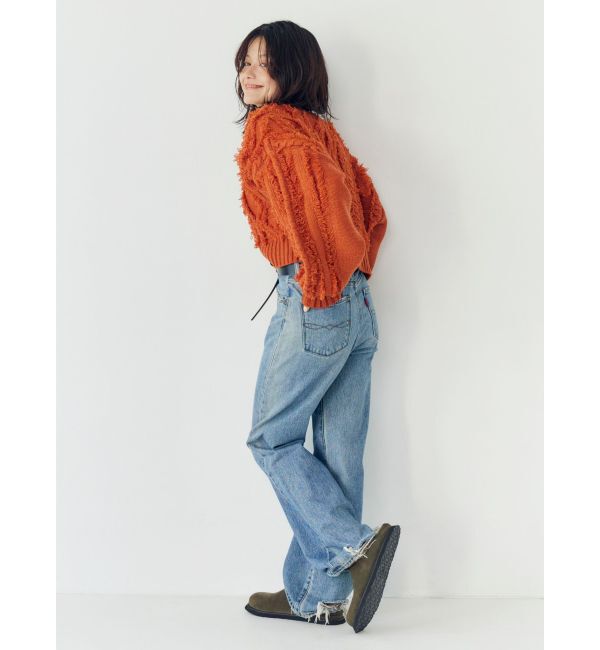 Ungrid「ワンショルフリンジケーブルショートニット」|ニット・セーター|