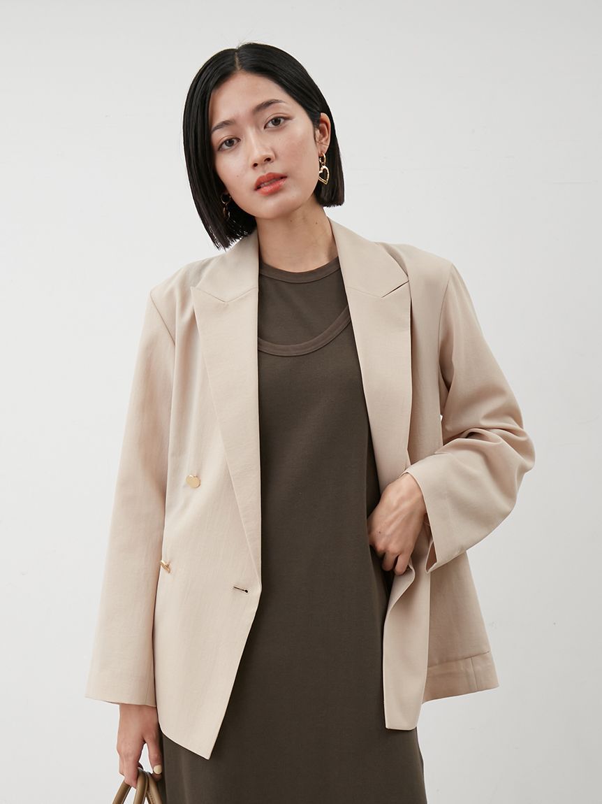 Mila Owen「クールタッチ金釦ダブルブレストブレザー」|テーラードジャケット|