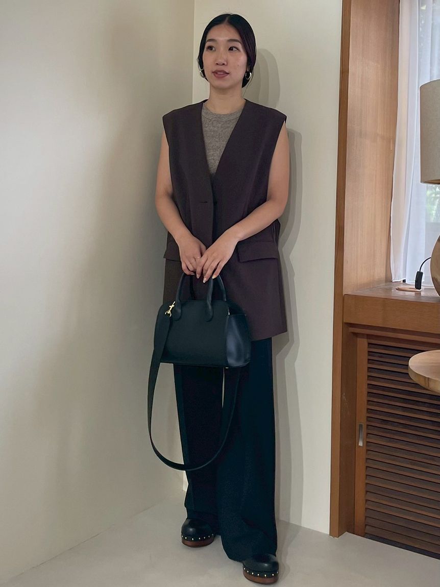 Mila Owen「リネンライクセンタープレスワイドイージーパンツ」|チノ|