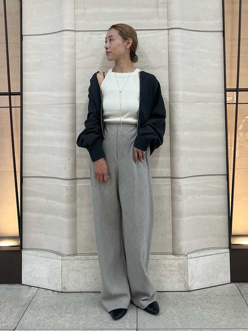 Mila Owen「リネンライクセンタープレスワイドイージーパンツ」|チノ|