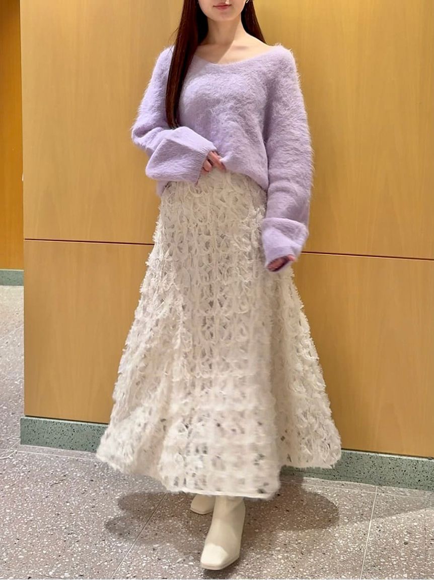 SNIDEL「Sustainableデコラティブシフォンフレアスカート」|スカート|