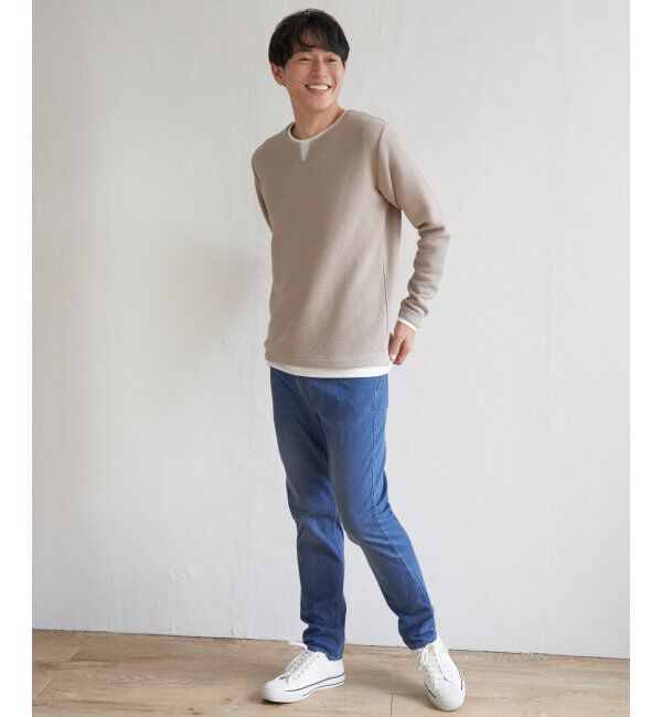 ikka「ワッフルキーネックレイヤード」|Tシャツ・カットソー|