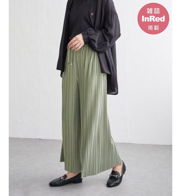 ikka「カットプリーツワイドパンツ【親子コーデ】」|その他|カーキ