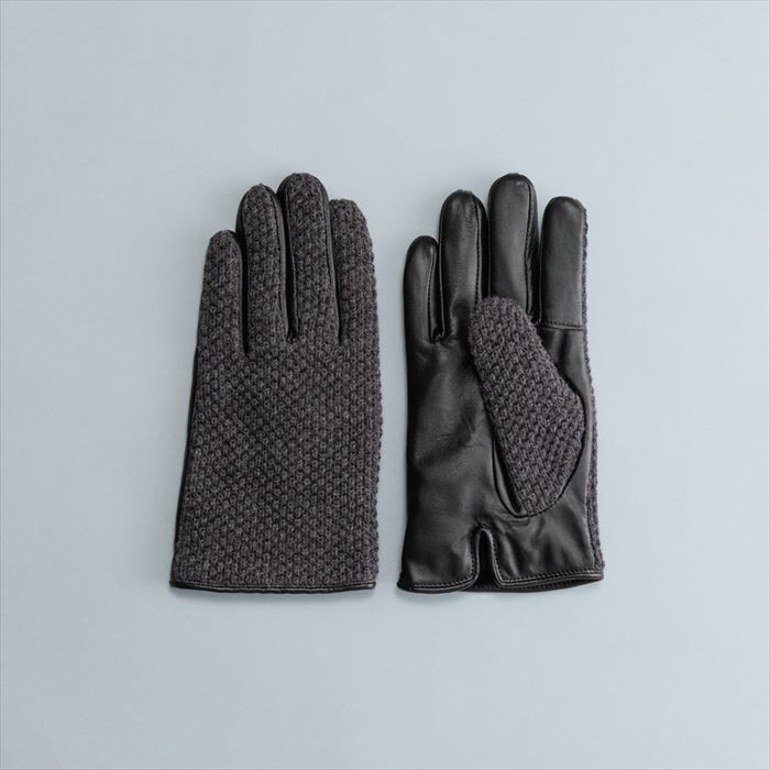 BACKYARD FAMILY「クロダ 手袋 メンズ 通販 グローブ 手ぶくろ おしゃれ 鹿の子編み ニット レザー 革」|手袋|