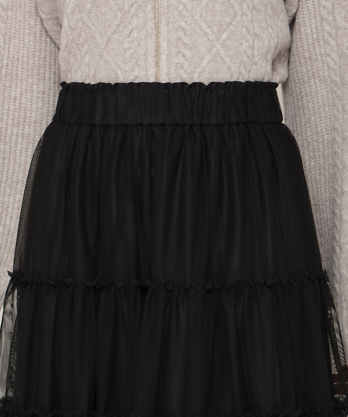 アンドクチュール「ランダムティアードチュールスカート」|フレア|