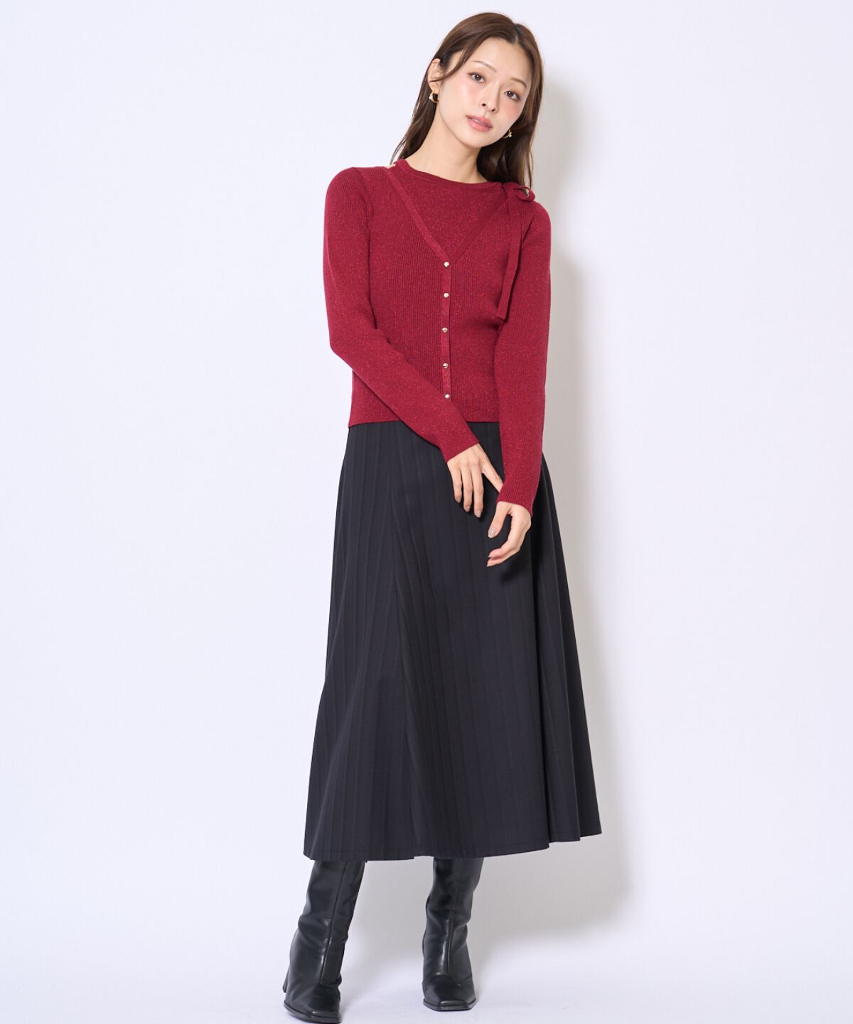 アンドクチュール「ホルタードッキングカーディガン風プルオーバー」|ニット・セーター|