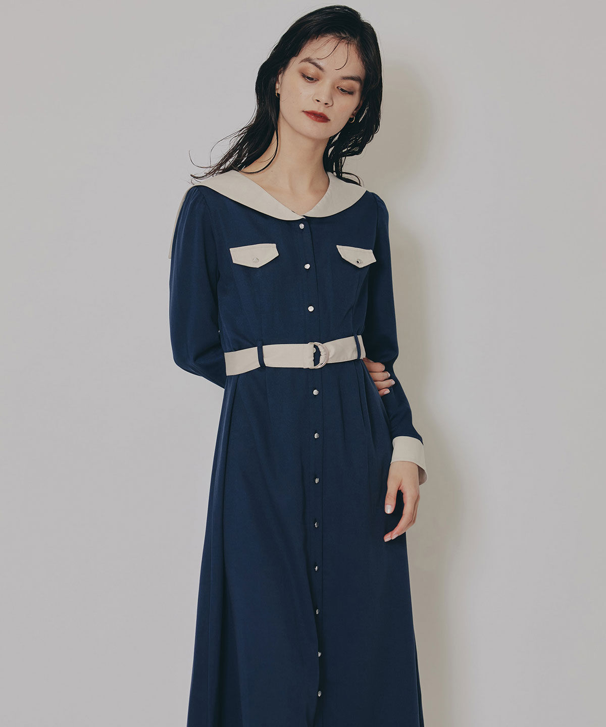 REDYAZEL「BIGセーラーカラーロングワンピース」|ワンピース|