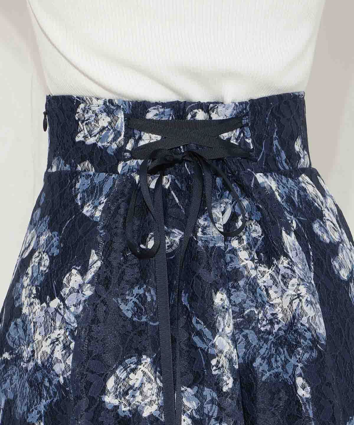 WILLSELECTION「ニュアンスフラワーレースプリントフレアスカート」|フレア|