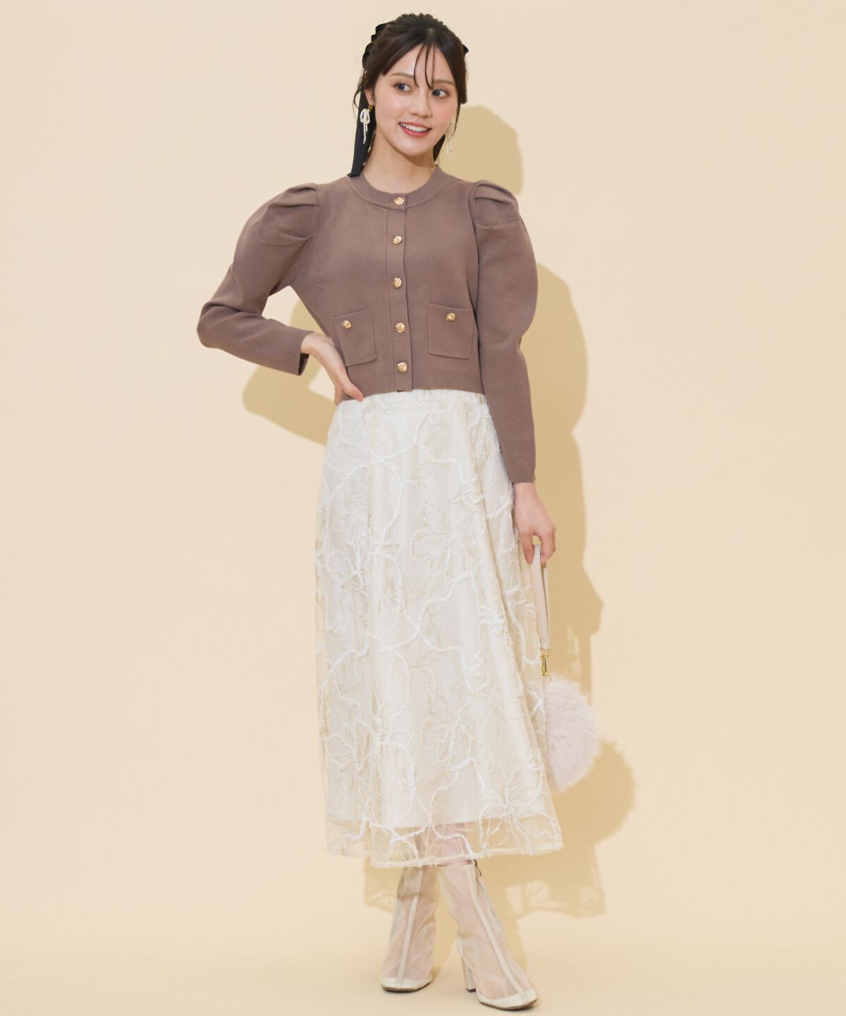 WILLSELECTION「ラメ刺繍チュールフレアスカート」|フレア|