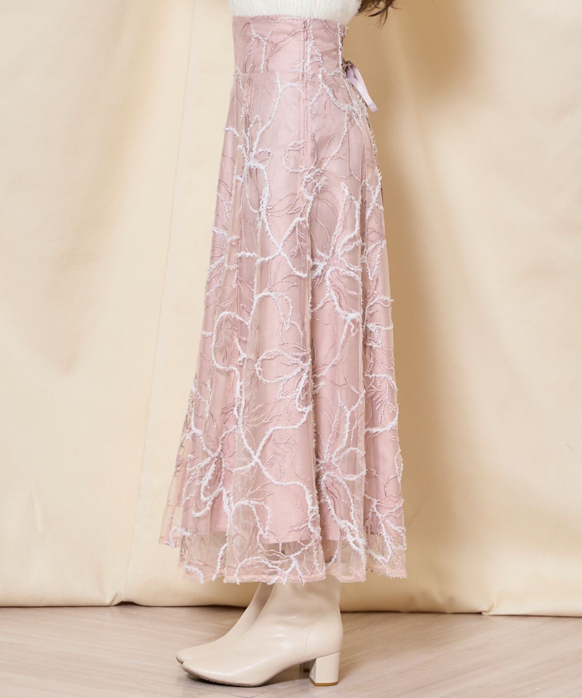 WILLSELECTION「ラメ刺繍チュールフレアスカート」|フレア|