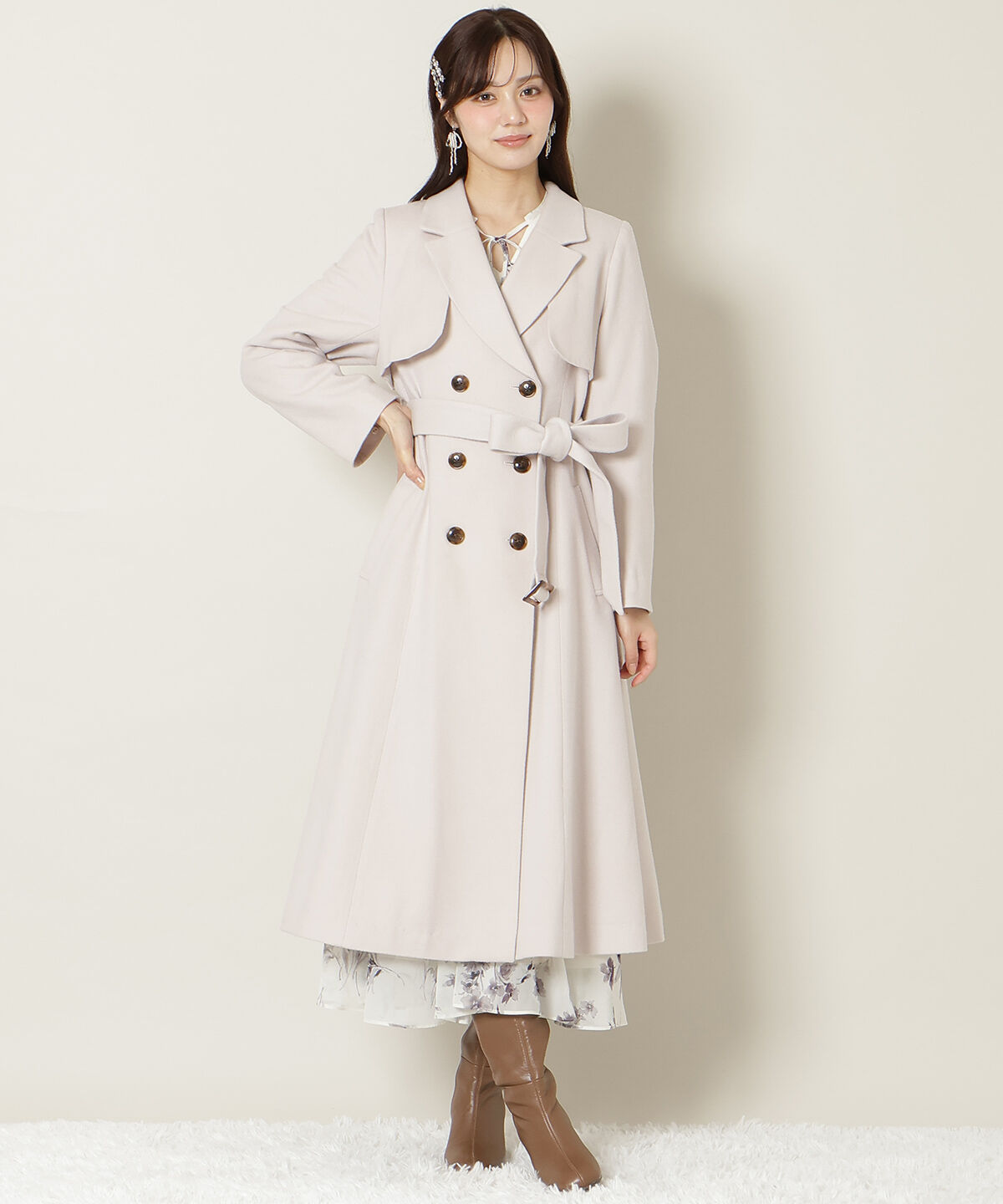 WILLSELECTION「リアルファー付きウールフレアコート」|その他|