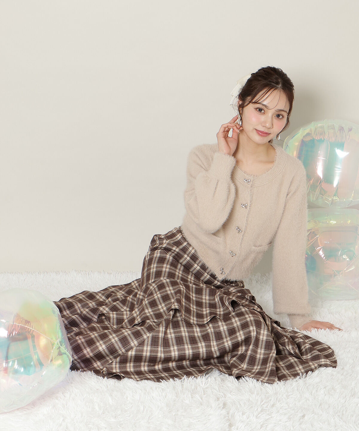 WILLSELECTION「リボンボタンフェザーカーディガン」|カーディガン|