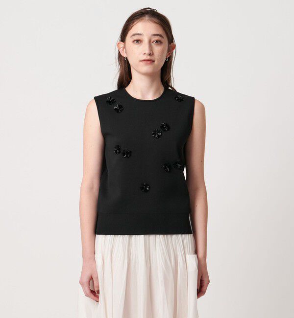 UNITED ARROWS「スパンコール 3D フラワー ベスト」|ニット・セーター|