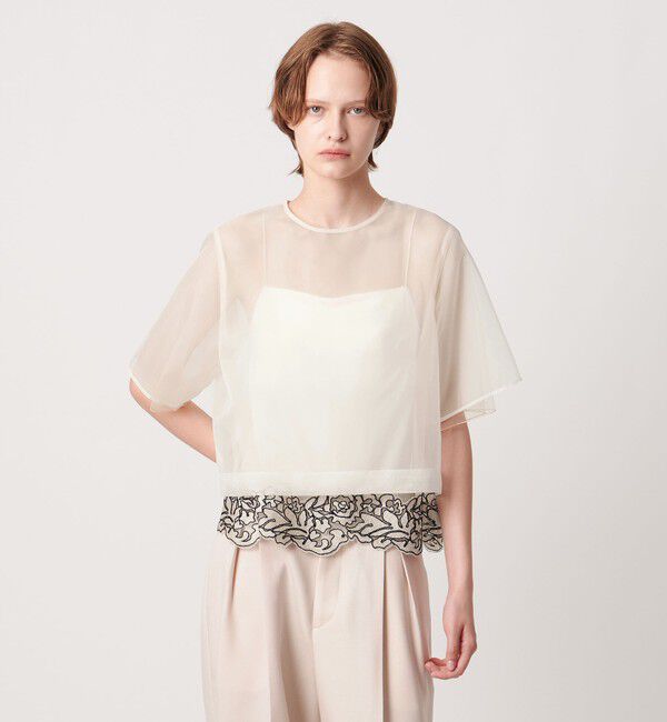 AEWEN MATOPH「＜AEWEN MATOPH＞チュールレースレイヤードブラウス」|シャツ・ブラウス|OFF WHITE