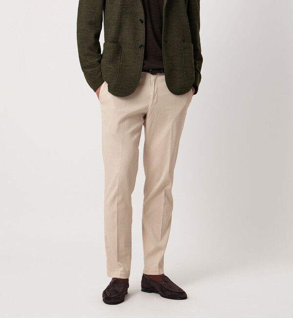 UNITED ARROWS「ピケ ガーメントダイ スリムテーパード ノープリーツパンツ」|チノ|NATURAL