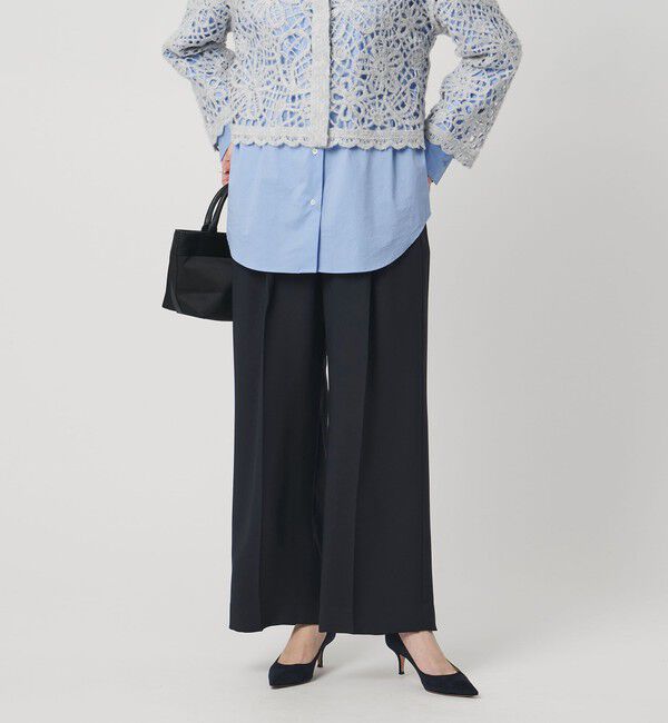 UNITED ARROWS「2タック ワイドパンツ‐UVカット 接触冷感 吸水速乾 帯電防止 ウォッシャブル‐」|チノ|