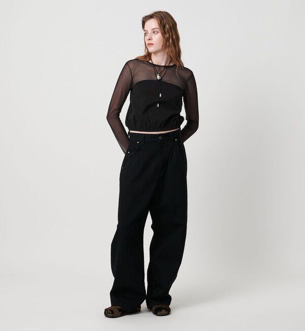 ASTRAET「＜ASTRAET＞フライスxシアー コンビ クルーネックカットソー」|Tシャツ・カットソー|