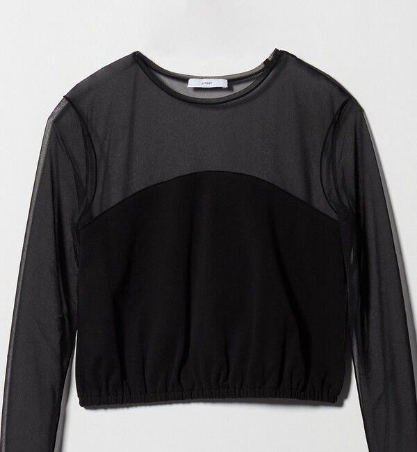 ASTRAET「＜ASTRAET＞フライスxシアー コンビ クルーネックカットソー」|Tシャツ・カットソー|