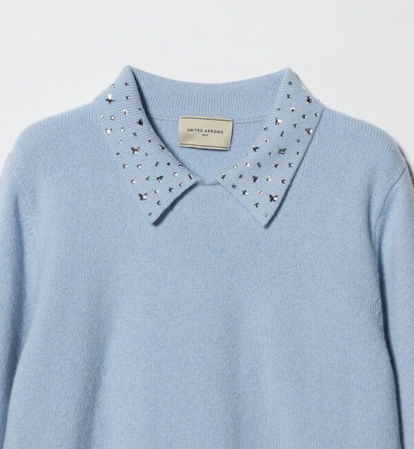 UNITED ARROWS「ラインストーン ポロ ニット」|ニット・セーター|