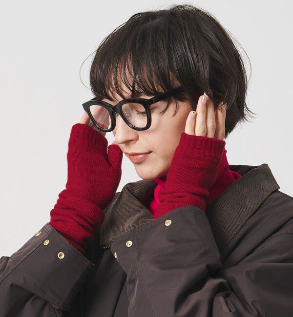 UNITED ARROWS「【別注】＜Johnstons of Elgin＞カシミヤ ロング フィンガーレスグローブ」|手袋|RED