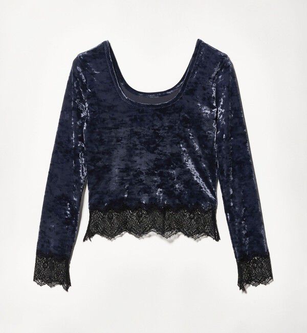 ASTRAET「＜ASTRAET＞ベロア/レース Uネックカットソー」|Tシャツ・カットソー|