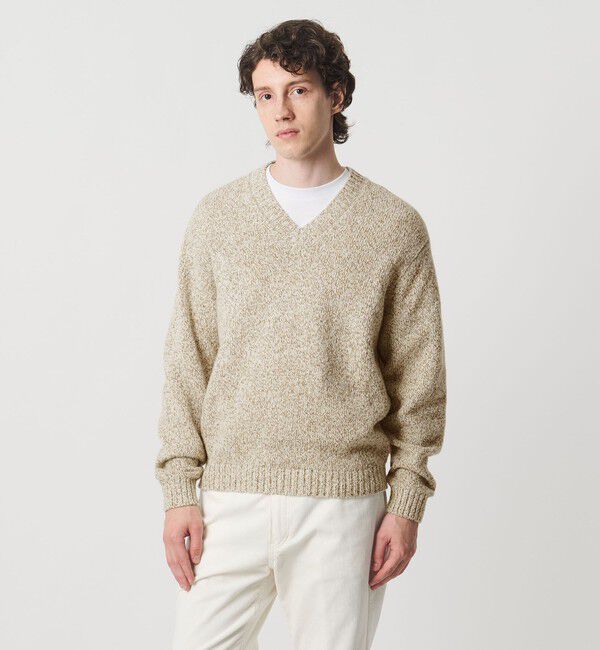 UNITED ARROWS「ウール コットン カシミア ムリネ Vネック ニット」|ニット・セーター|OFF WHITE