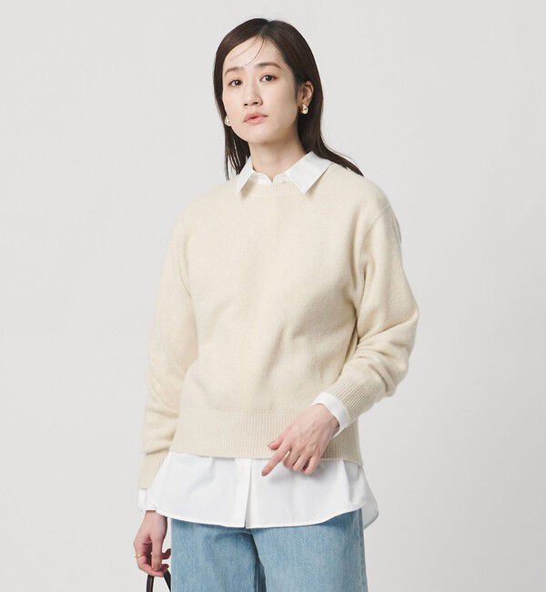 UNITED ARROWS「フォックス ウール ラメ クルーネック ニット」|ニット・セーター|OFF WHITE