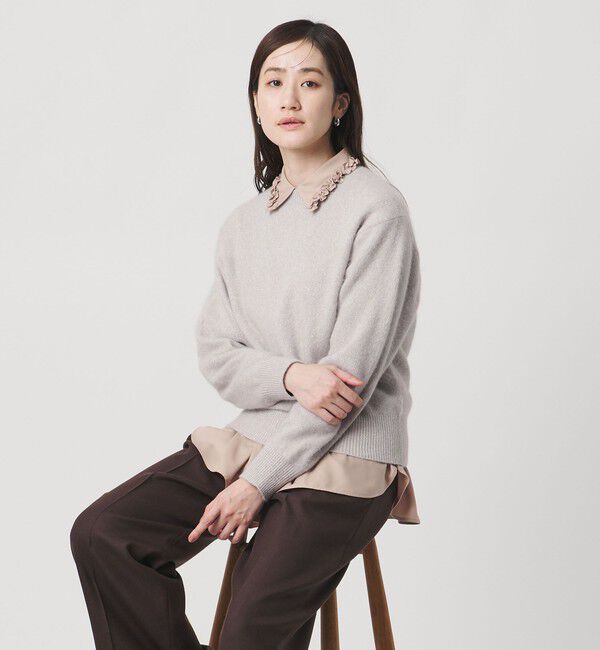 UNITED ARROWS「フォックス ウール ラメ クルーネック ニット」|ニット・セーター|