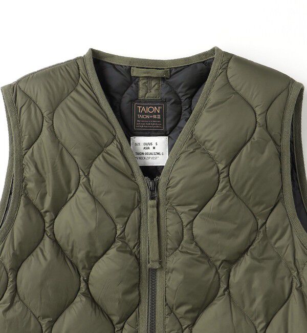UNITED ARROWS green label relaxing「＜TAION＞ミリタリー Vネック ダブルジップ ダウンベスト」|ダウンベスト・ベスト|