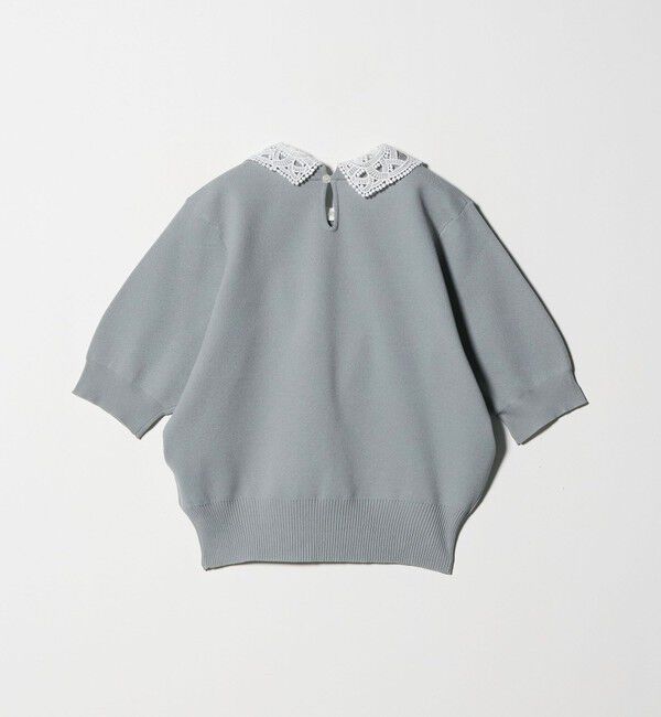 UNITED ARROWS green label relaxing「襟レース 2WAY 5分袖 プルオーバー ニット  -ウォッシャブル-」|ニット・セーター|