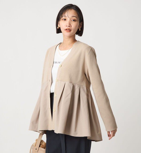 UNITED ARROWS green label relaxing「ドッキング ペプラム Vネック ニット カーディガン -ウォッシャブル-」|カーディガン|