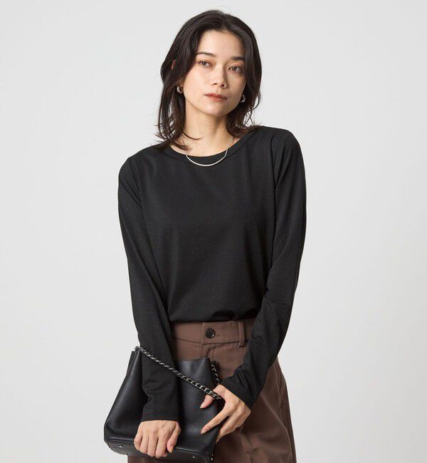 UNITED ARROWS green label relaxing「テンジク ラメ   ロングスリーブ カットソー」|Tシャツ・カットソー|BLACK