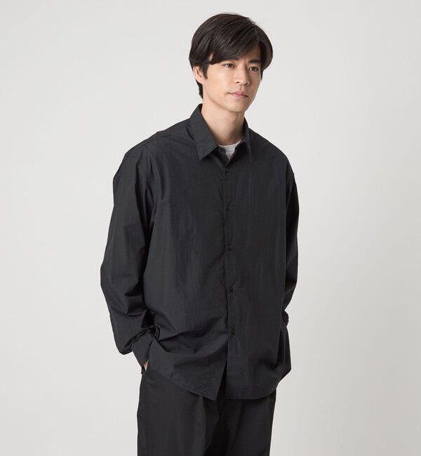 UNITED ARROWS green label relaxing「ナイロン コットン スクエア シャツ」|シャツ・ブラウス|BLACK