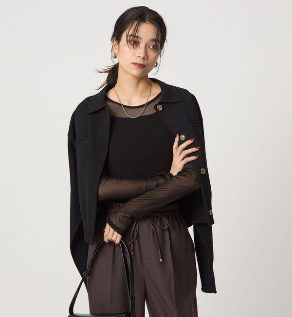 UNITED ARROWS green label relaxing「チュール クルーネック プルオーバー」|Tシャツ・カットソー|BLACK