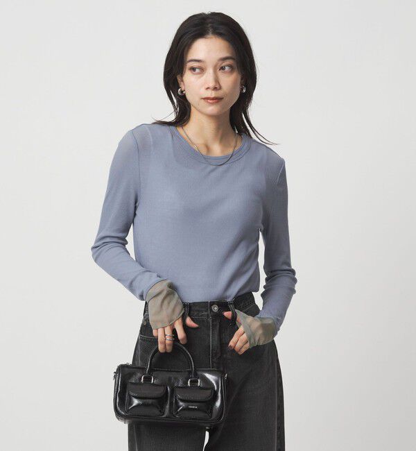 UNITED ARROWS green label relaxing「チュール ドッキング シアー プルオーバー」|Tシャツ・カットソー|LT.BLUE